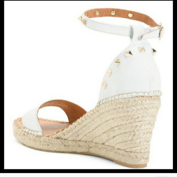 ANTHROPOLOGIE STUD OPEN TOE WEDGE SANDALS HEELS - Picture 2 of 7